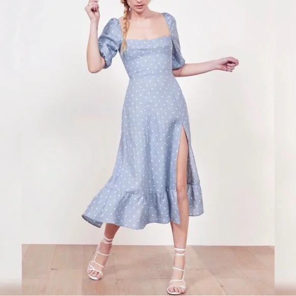 reformation blue polka dot dress Reformation - Blue Women Casual Dress